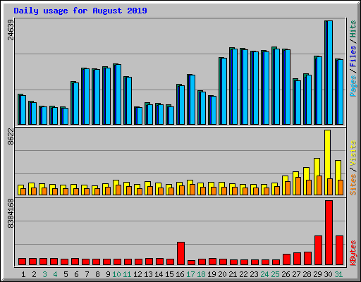 Daily usage for August 2019