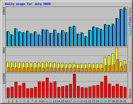 Daily usage for July 2020