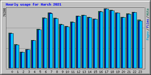 Hourly usage for March 2021